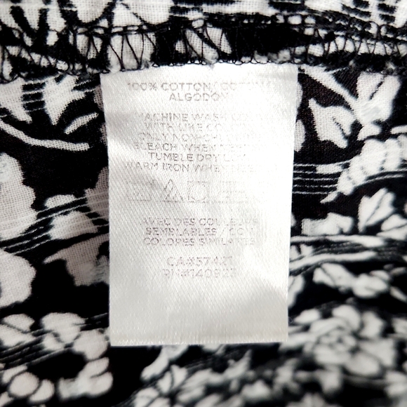 LOFT B&W floral ruffle tie neck shell (Size: L) - Picture 8 of 8